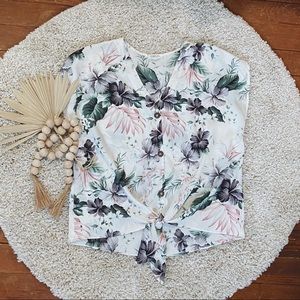 Floral Hawaiian Print Summer Blouse